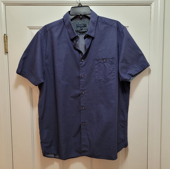 Opulent Dark Blue Ted Baker Button Down - Picture 2 of 3
